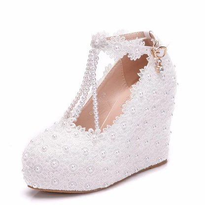 Women’s Lace Waterproof Platform Wedges – 10.5CM High Heels