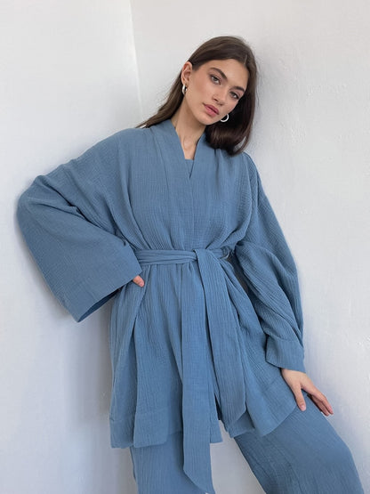 Women's Cotton Nightgown Robe Pajama Set - Comfort and Style Combined