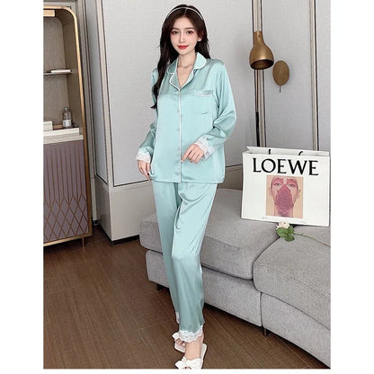 Ulady Lace Sweet Ice Silk Women's Pajama Set - Comfort and Elegance for Relaxation