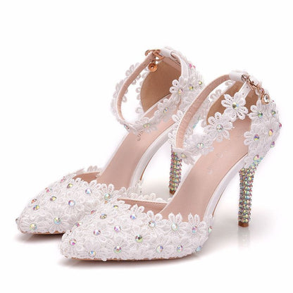 Elegant Lace Women's Pumps: Spring/Autumn Dress Pointed Toe Heels