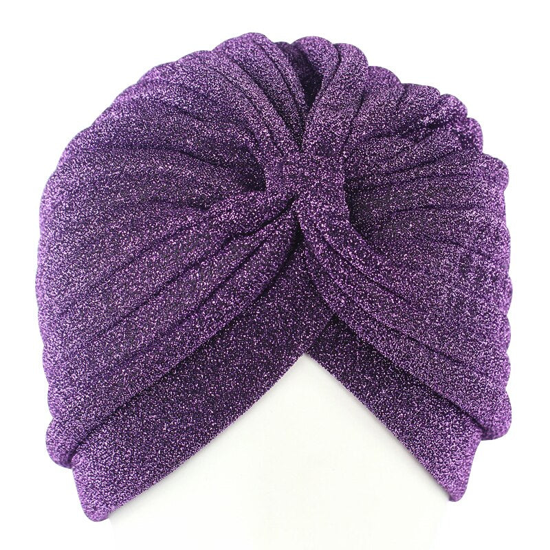 Women's Glitter Big Flower Turban - Pre-styled, Elastic, and Ready to Wear