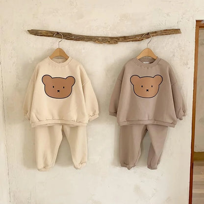 Bear Hug Spring Cartoon Infant Clothing Set for Boys and Girls