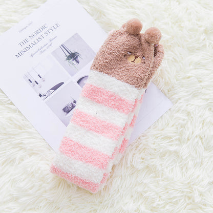 Newly Warm Winter Sleep Sock Thicken Animal Girl Sleep Over Knee