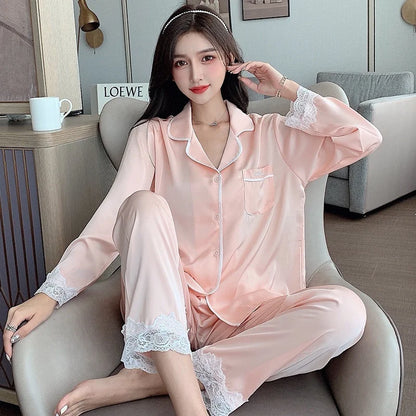 Ulady Lace Sweet Ice Silk Women's Pajama Set - Comfort and Elegance for Relaxation