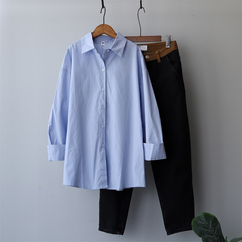 Blouses Button Up Long Sleeve Loose Casual Cotton 100%