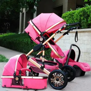 Luxury 3-in-1 Baby Travel System with Car Seat – Pink Stroller for Stylish Moms