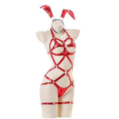 Anime Girl Leather Strap Bunny Lingerie - Women's Cosplay Outfits