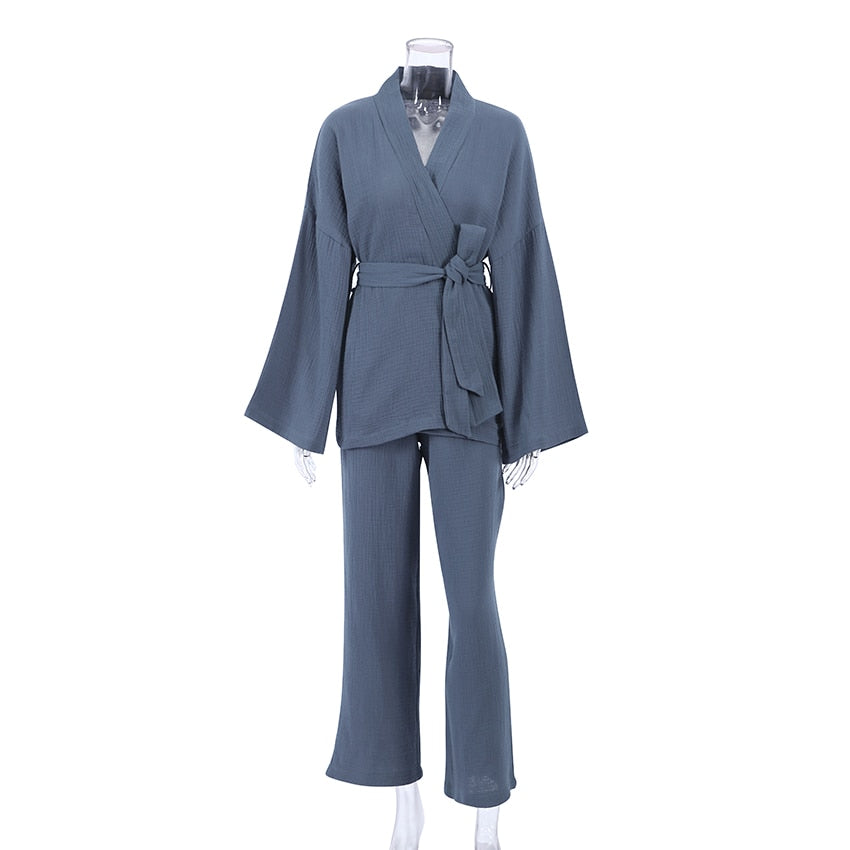 Women's Cotton Nightgown Robe Pajama Set - Comfort and Style Combined