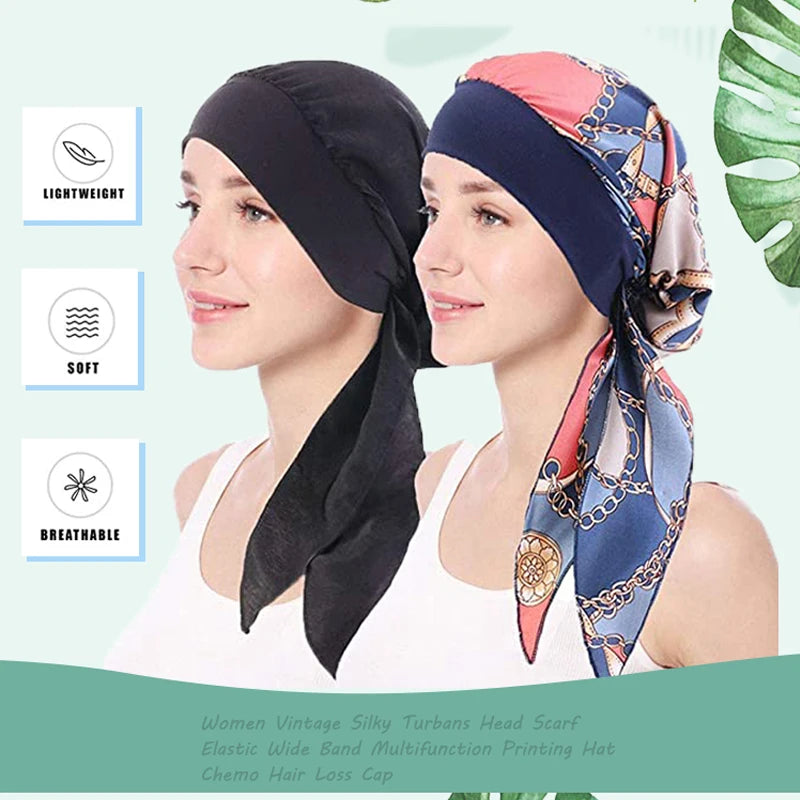 Muslim Women Print Cotton Turban Hat Headscarves Pre-Tied Cancer Chemo Headwear Bandanas Headwrap Caps