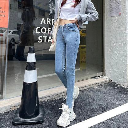 High Waist Pencil Jeans Women Slim Fit Stretch Denim Pants 2022 Spring Autumn New Vintage Female Skinny Pant Tight Trousers