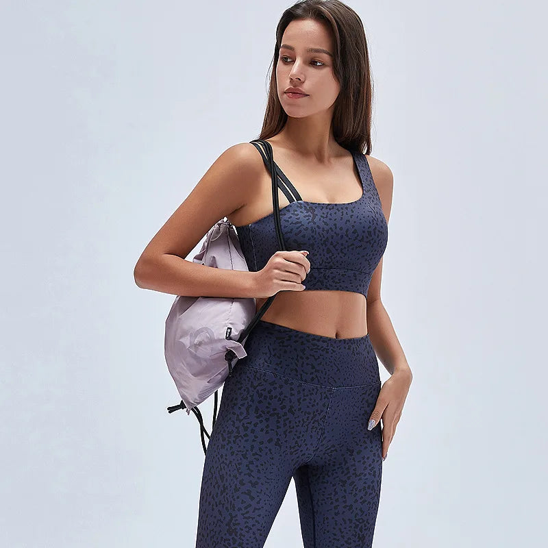 Running Sport Suits Women Yoga Sets Shockproof One-Shoulder Bra Seamless Leggings Gym Sportswear Fitness Set Sports Clothing