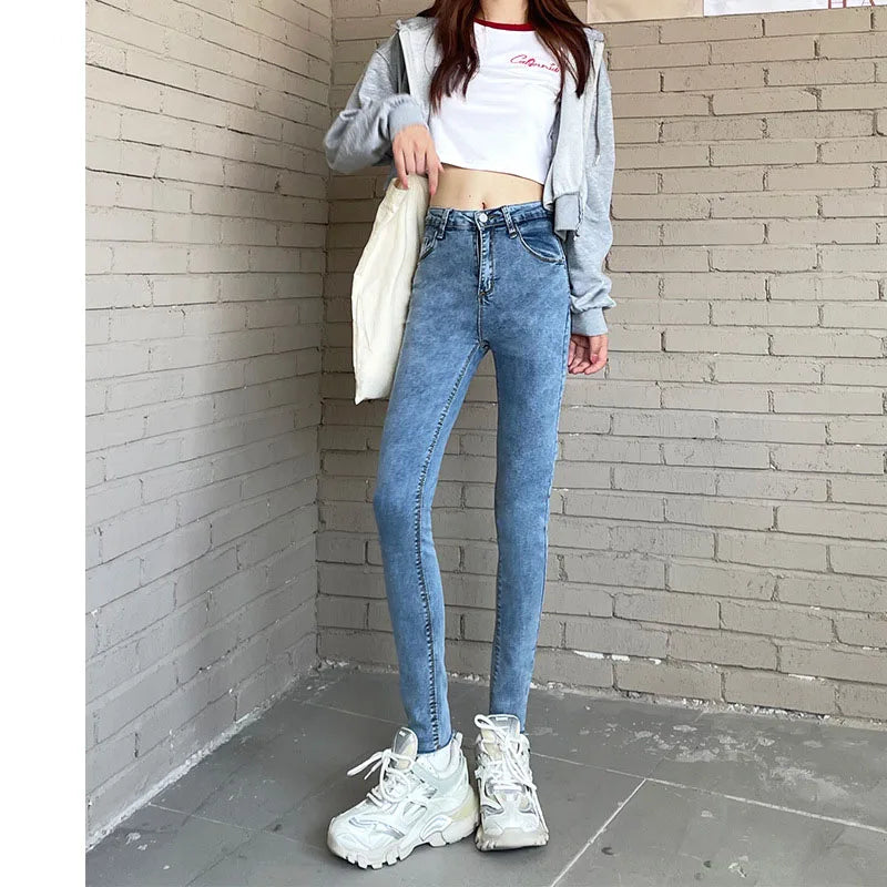 High Waist Pencil Jeans Women Slim Fit Stretch Denim Pants 2022 Spring Autumn New Vintage Female Skinny Pant Tight Trousers