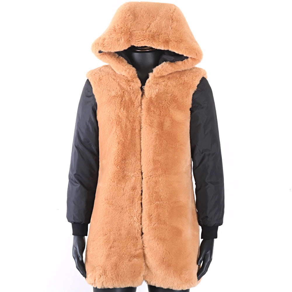 2021 New Winter Men’s Jacket with Removable Faux Rabbit Fur Liner – Casual Parka Coat with Real Raccoon and Fox Fur Collar, Waterproof Outerwear