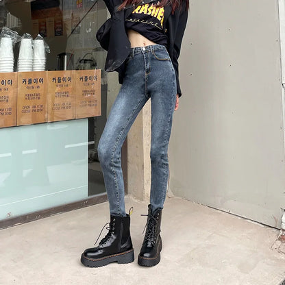 High Waist Pencil Jeans Women Slim Fit Stretch Denim Pants 2022 Spring Autumn New Vintage Female Skinny Pant Tight Trousers