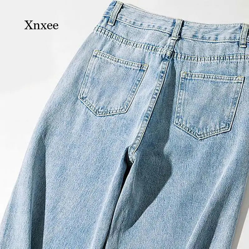 Spring and Autumn Women's Denim Trousers High Waist New Fashion Straight Leg Jeans Women's Street Style Loose Jeans