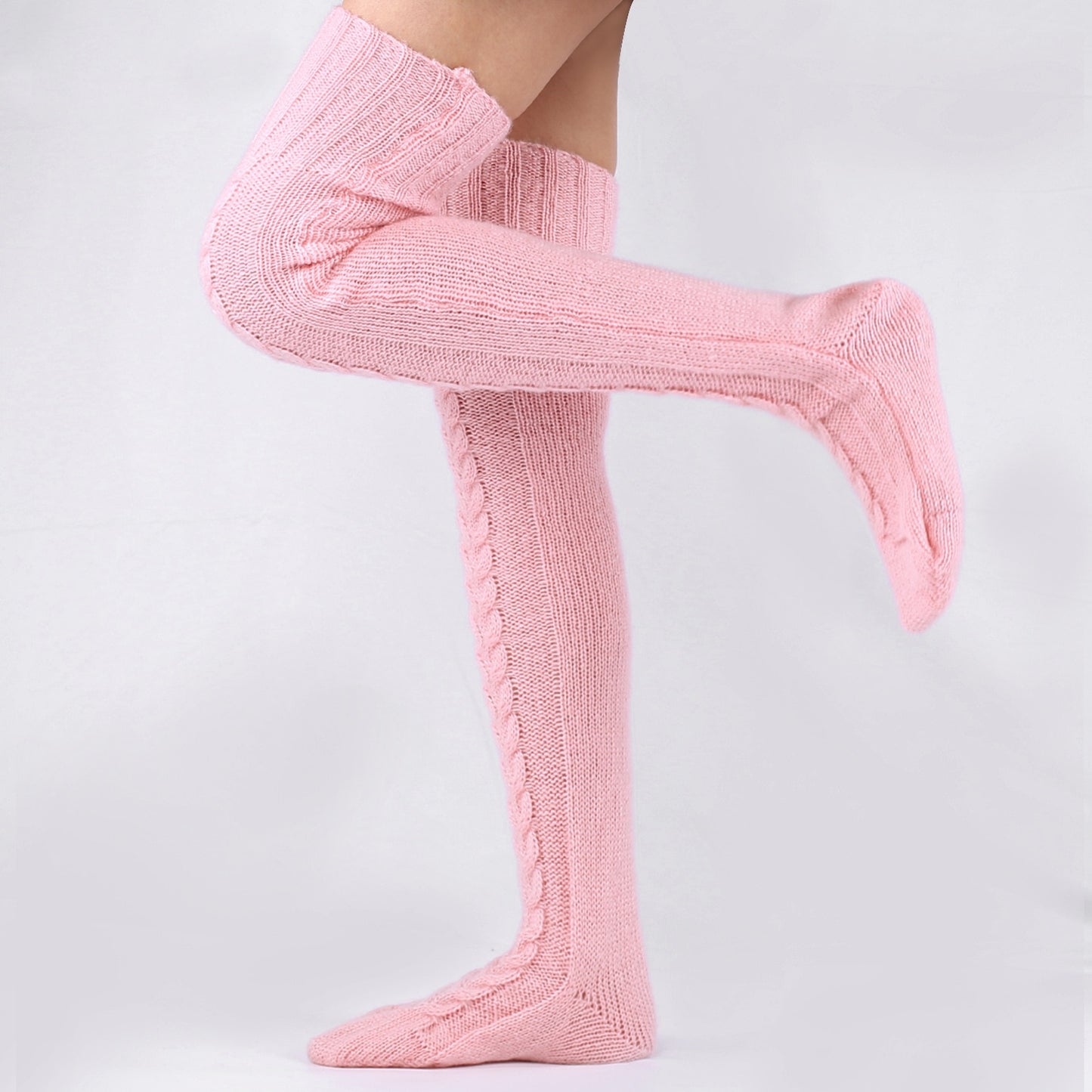 Knit Over Knee Stockings Winter Extended Woolen Solid Color