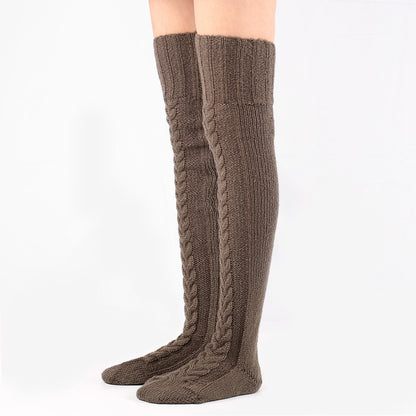 Knit Over Knee Stockings Winter Extended Woolen Solid Color