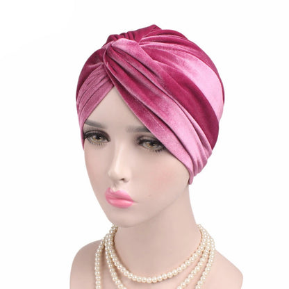 2020 New Women Velvet Turban Hat Headband Muslim Hijab Caps Female Soft Bandana Headband Hijabs Head Wrap Hair Accessories