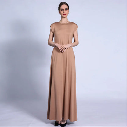 Muslim Women Sleeveless Long Dress Spring Summer Plain Maxi Robe Arab Abaya Islamic Ramadan Turkish Slim Dress Dubai Underdress