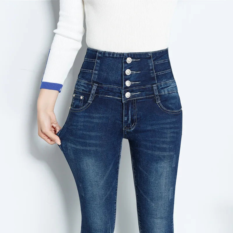 Womens skinny Jeans High Waist Fashion Slim Denim Long Pencil Pants Woman Jeans Camisa Feminina Lady Fat Trousers Clothes 34 36