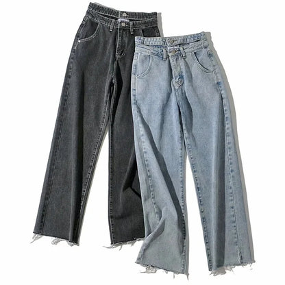 Women High Waist Wide Leg Jean Double Waist Band 'Relaxed' Dad Jeans