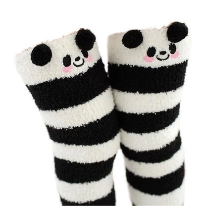 Japanese Mori Girl Animal Modeling Knee Socks Striped Cute Lovely Kawaii Cozy Long Thigh High Socks Compression Winter Warm Sock