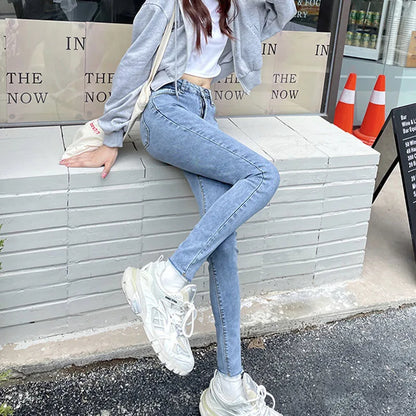 High Waist Pencil Jeans Women Slim Fit Stretch Denim Pants 2022 Spring Autumn New Vintage Female Skinny Pant Tight Trousers