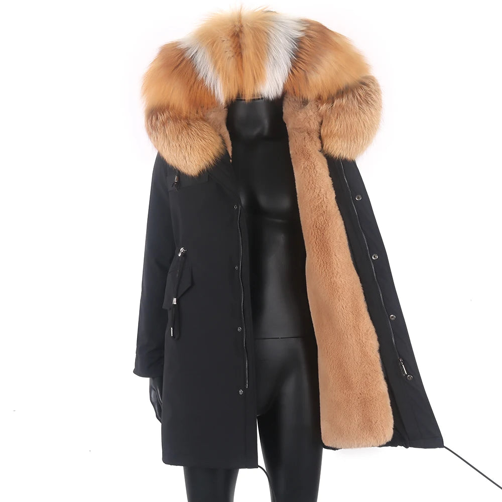 2021 New Winter Men’s Jacket with Removable Faux Rabbit Fur Liner – Casual Parka Coat with Real Raccoon and Fox Fur Collar, Waterproof Outerwear