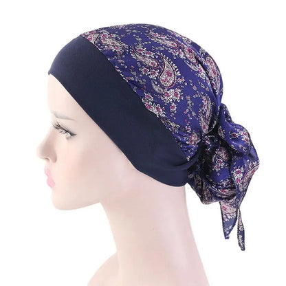 Women Printed Beanie Turban Chemo Cancer Cap Bonnet Head Wrap Scarf Muslim Hijab Hair Loss Hat Islamic Turban Chemo Cancer Cap