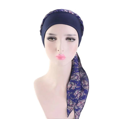 Women Printed Beanie Turban Chemo Cancer Cap Bonnet Head Wrap Scarf Muslim Hijab Hair Loss Hat Islamic Turban Chemo Cancer Cap