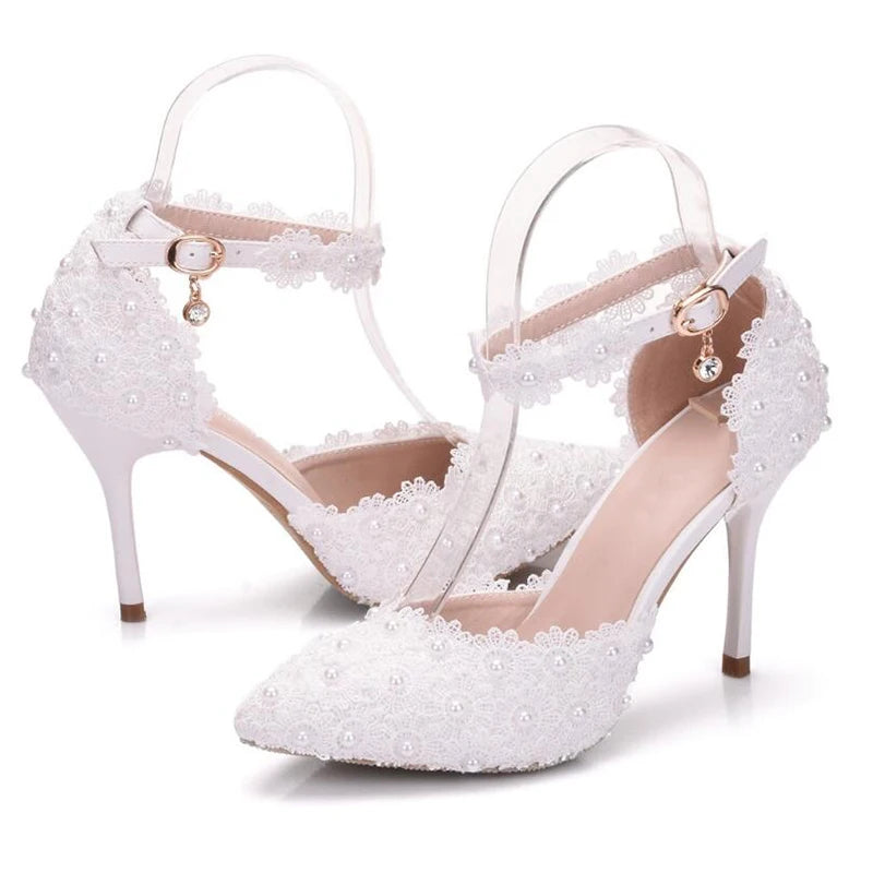 Women'S Crystal High-Heeled Shoes Wedding Party Wearable Buckle Strap Handmade Pointed Toe Women'S Crystal High-Heeled Shoes