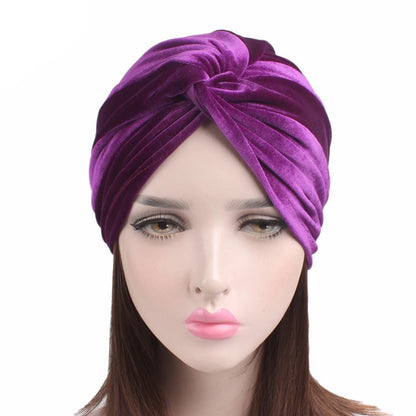 2020 New Women Velvet Turban Hat Headband Muslim Hijab Caps Female Soft Bandana Headband Hijabs Head Wrap Hair Accessories