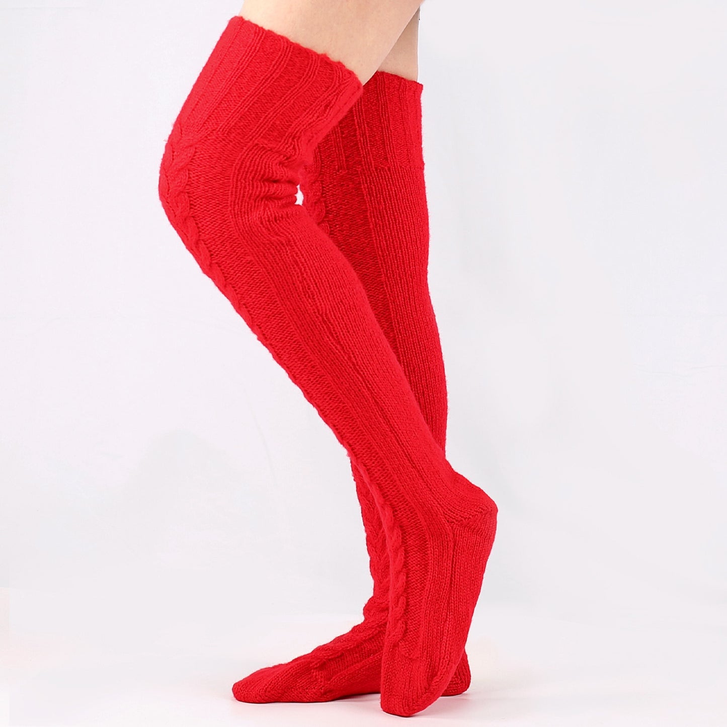 Knit Over Knee Stockings Winter Extended Woolen Solid Color