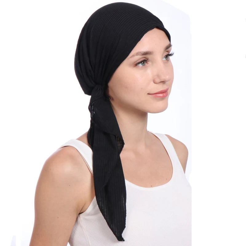 Fashion Ladies Pure Color Bonnet Adjustable Bandana Hat Muslim Women's Ethnic Style Cap Islamic Headgear Indian Chemo Cap Beanie