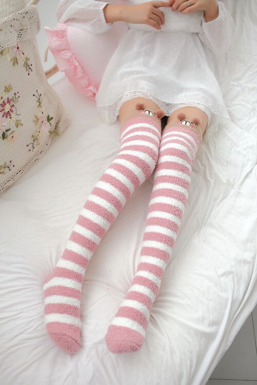 Newly Warm Winter Sleep Sock Thicken Animal Girl Sleep Over Knee