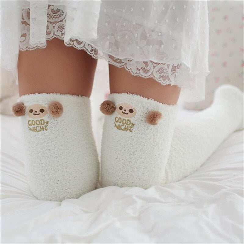 Newly Warm Winter Sleep Sock Thicken Animal Girl Sleep Over Knee