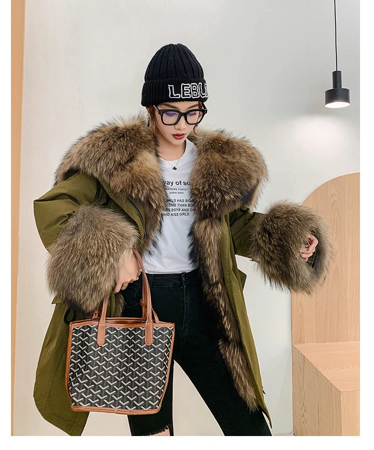 2024 New Warm Waterproof Long Parka Winter Jacket Women Real Fur Coat Natural Fox Fur Collar Hood Warm Streetwear Detachable