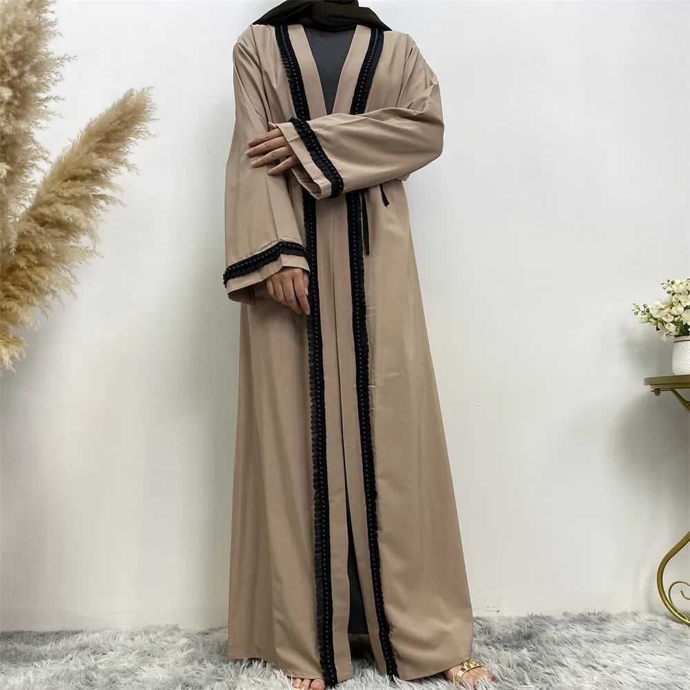 Ramadan Appliques Long Sleeves Kebaya For Women Dubai Modesty Dresses Muslim Kimono Robe Kaftan Moroccan Woman Islam Abaya 2024