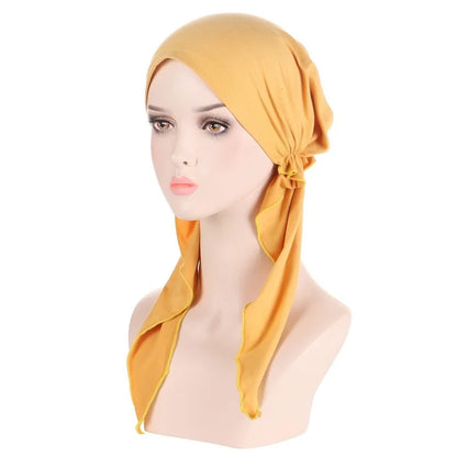 KepaHoo 2022 New Muslim Womens Turban Chemo Hat Head Scarves Solid Color Slip-On Pre-Tied Headwear Bandana Sleep Hair Cover