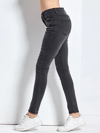 Women's High Waist Jeans Skinny Jeans Woman  Black Mom Jeans Femme Pencil Denim Pants Vaqueros Mujer Spodnie Damskie