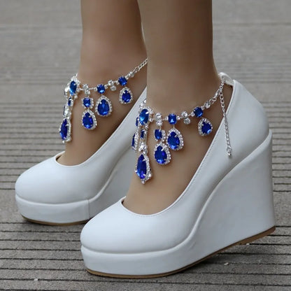 women pumps shoes women platform high heel shoes Pointed Toe Wedges 10.8CM Wedding Shoes Party