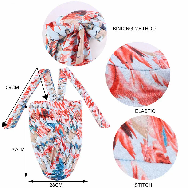 Lastest Women Chemo Cap Print Hair Care Bonnet Hat Muslim Hijab Bandage Beanies Headscarf Wrap African Headties Hair Loss Covers