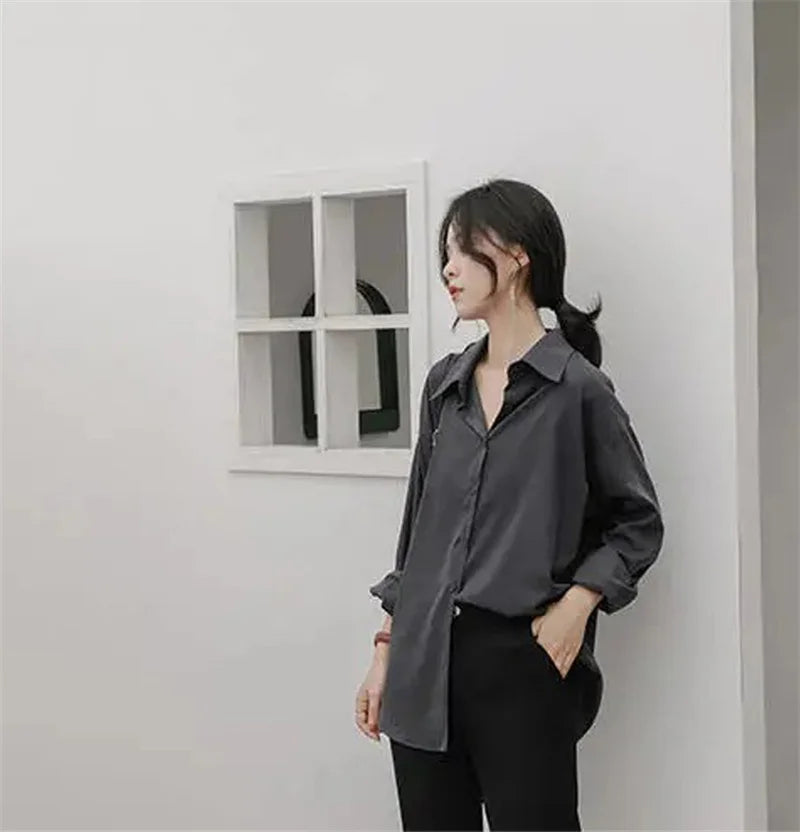 ZAROY Spring Autumn Casual Shirt Women Office Lady Shirts Fashion Female Long Sleeve Loose Solid Blouse Tops