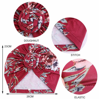 2024 New Women Turban African Pattern Knot Headwrap Muslim Hijab Headscarf Fashion Bandana Hat Ladies Chemo Cap Hair Accessories