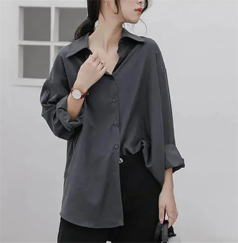 ZAROY Spring Autumn Casual Shirt Women Office Lady Shirts Fashion Female Long Sleeve Loose Solid Blouse Tops