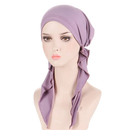 KepaHoo 2022 New Muslim Womens Turban Chemo Hat Head Scarves Solid Color Slip-On Pre-Tied Headwear Bandana Sleep Hair Cover