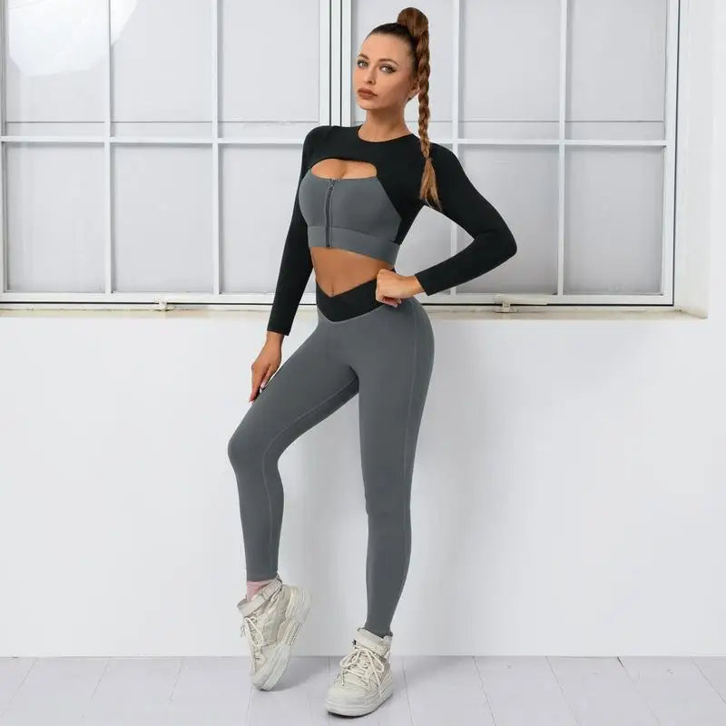 PatchWork Yoga Sets 2022 High Quality Crop Top Running Waist Shirt Workout Bra Cropped Wear Sports Gym Legging Set