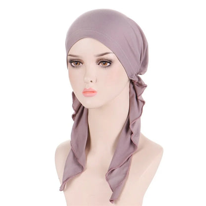 KepaHoo 2022 New Muslim Womens Turban Chemo Hat Head Scarves Solid Color Slip-On Pre-Tied Headwear Bandana Sleep Hair Cover