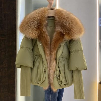 Stay Warm in Style with our Women’s Real Fur Down Coat