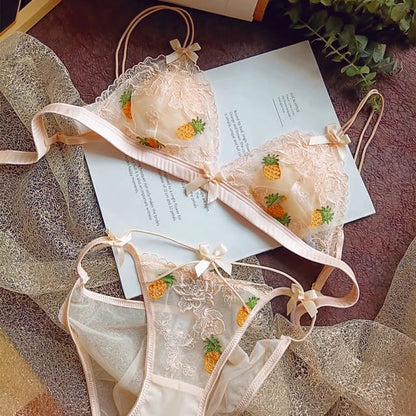 French Sexy Pineapple Embroidery Lace Bra and Panty Set – Seductive Lingerie by Ulady